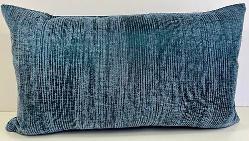 Luxury Lumbar Pillow - 24" x 14" - Coronado Blue; A subtle verticle striped denim blue textured fabric.