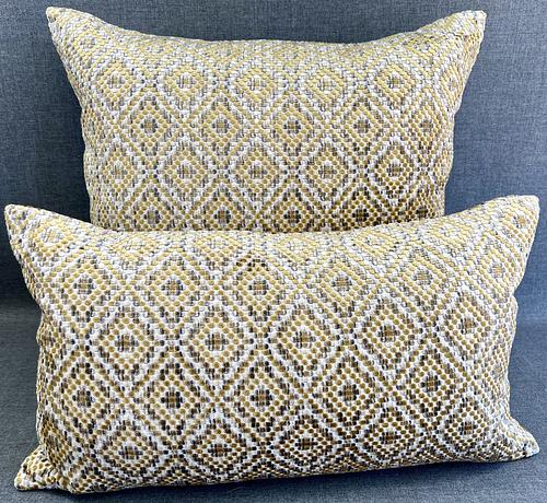 Luxury Pillow -  24" x 24" -  Bee Hive; - Yellow/Gold and grey embroidered on a light ivory background same on both sides