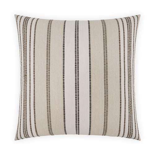 Luxury Pillow - 24" x 24" - Talbert-Sand ; A multi textural linen fabric in shades of tan embroidered with brown stripes. Same on both sides