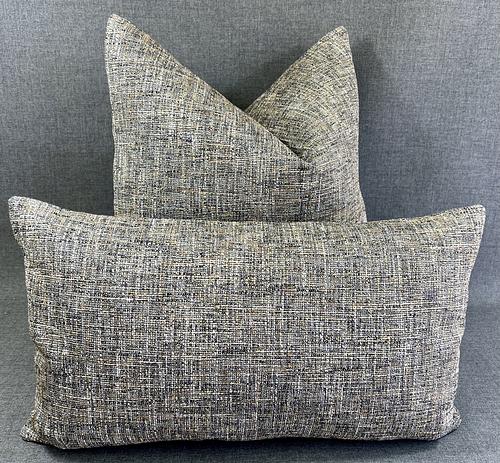 Luxury Pillow -  24" x 24" -  Harris Lumbar-Cola. Lovely woven texture of grey, tan, black and silver