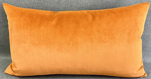 Luxury Lumbar Pillow - 24" x 14" - Cinnamon Velvet; Bright orange solid in a creamy smooth velvet fabric on both sides