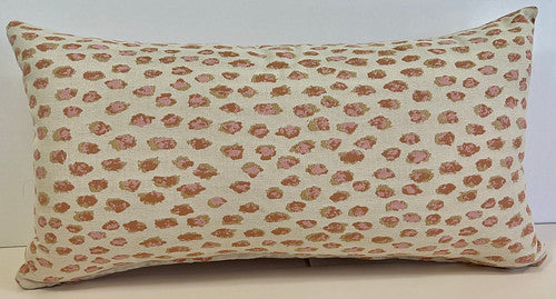 Luxury Outdoor Lumbar Pillow - 22" x 12"- Pink Leopard Cream