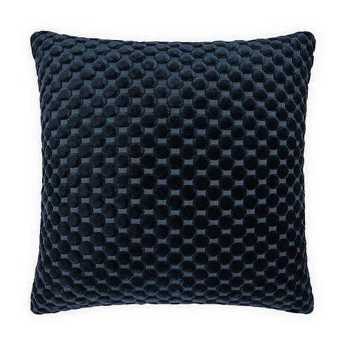 Luxury Pillow -  24" x 24" -Dance Midnight ; Navy blue plush fabric with raised circles. Same on both sides