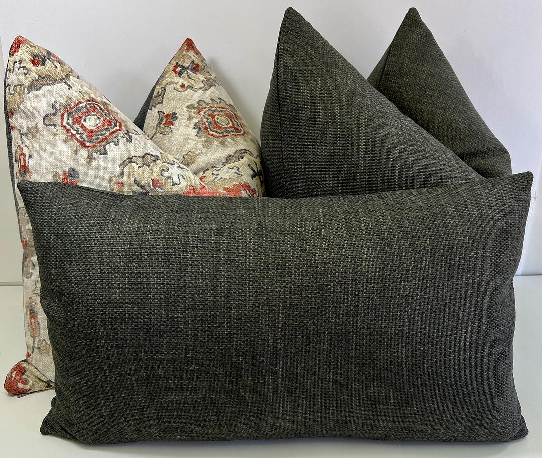 Luxury Pillow -  24" x 14" - Tamarisk-Slate: Beautiful Slate color with smooth woven textured fabric. Same on both sides