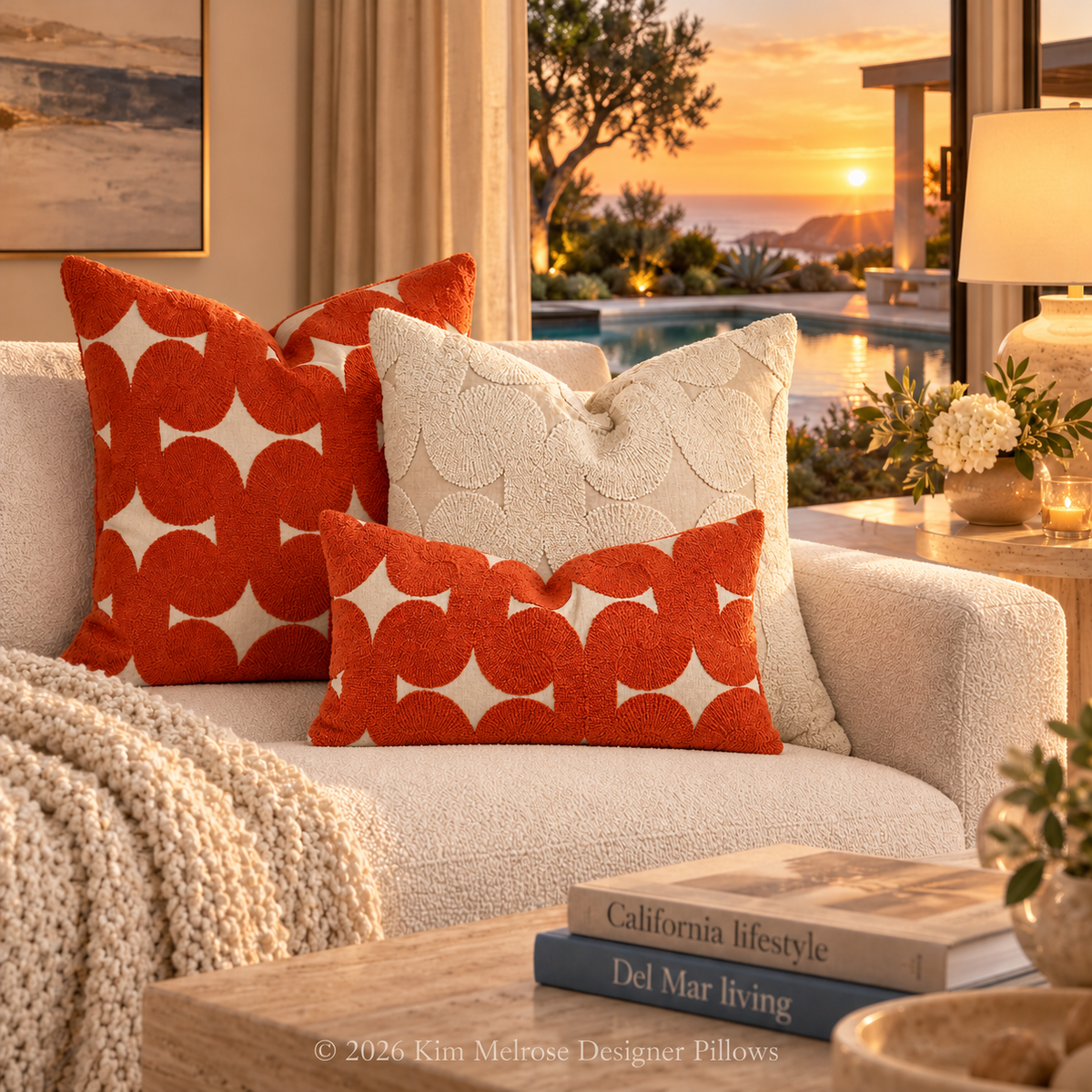 Posh Den Orange – 24" × 24" Luxury Square Pillow