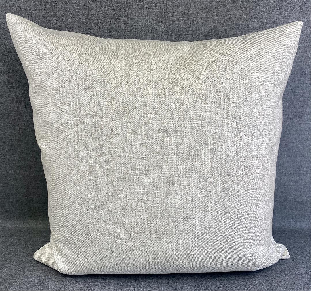 Luxury Pillow -  24" x 24" -  Frosty Morning; A lightly textured fabric.  When catching the light there is a little shimmer to give depth to the light cream color.On the other side its a solid linen fabric.