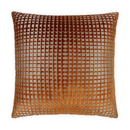 Luxury Pillow -  24" x 24" - Success-Amber ; Intricate weave pattern of rust on a flat weave background that gives it an amber glow. Same on both sides