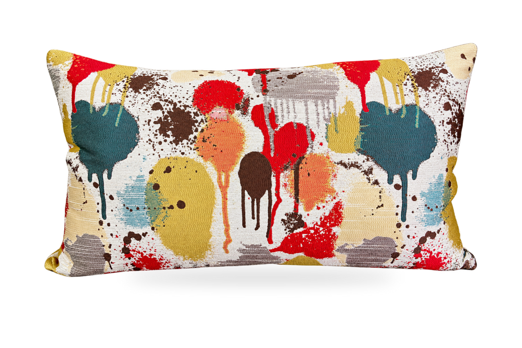 Funfetti Red Taupe – 24" × 14" Luxury Lumbar Pillow