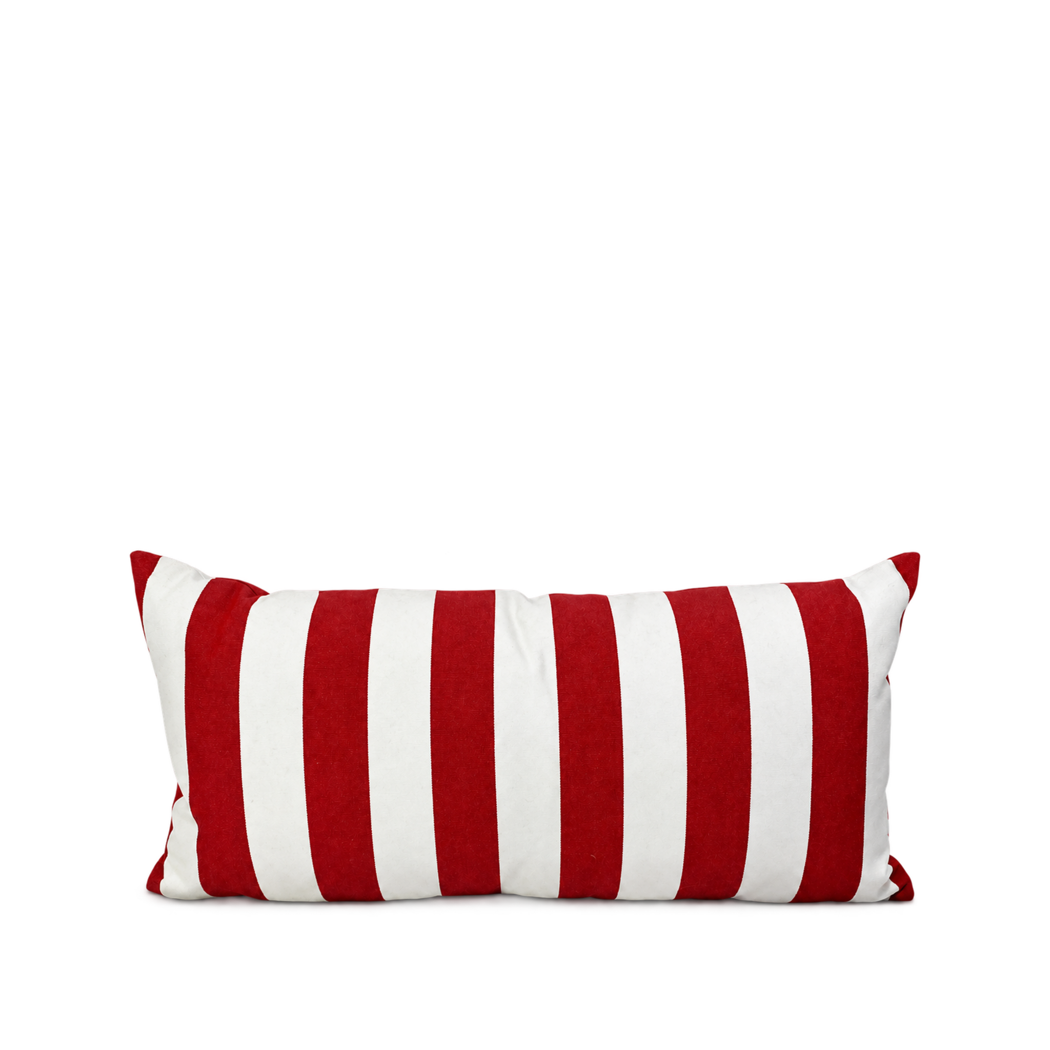 Luxury Outdoor Lumbar Pillow – 22" × 12" – Cafe Stripe Red