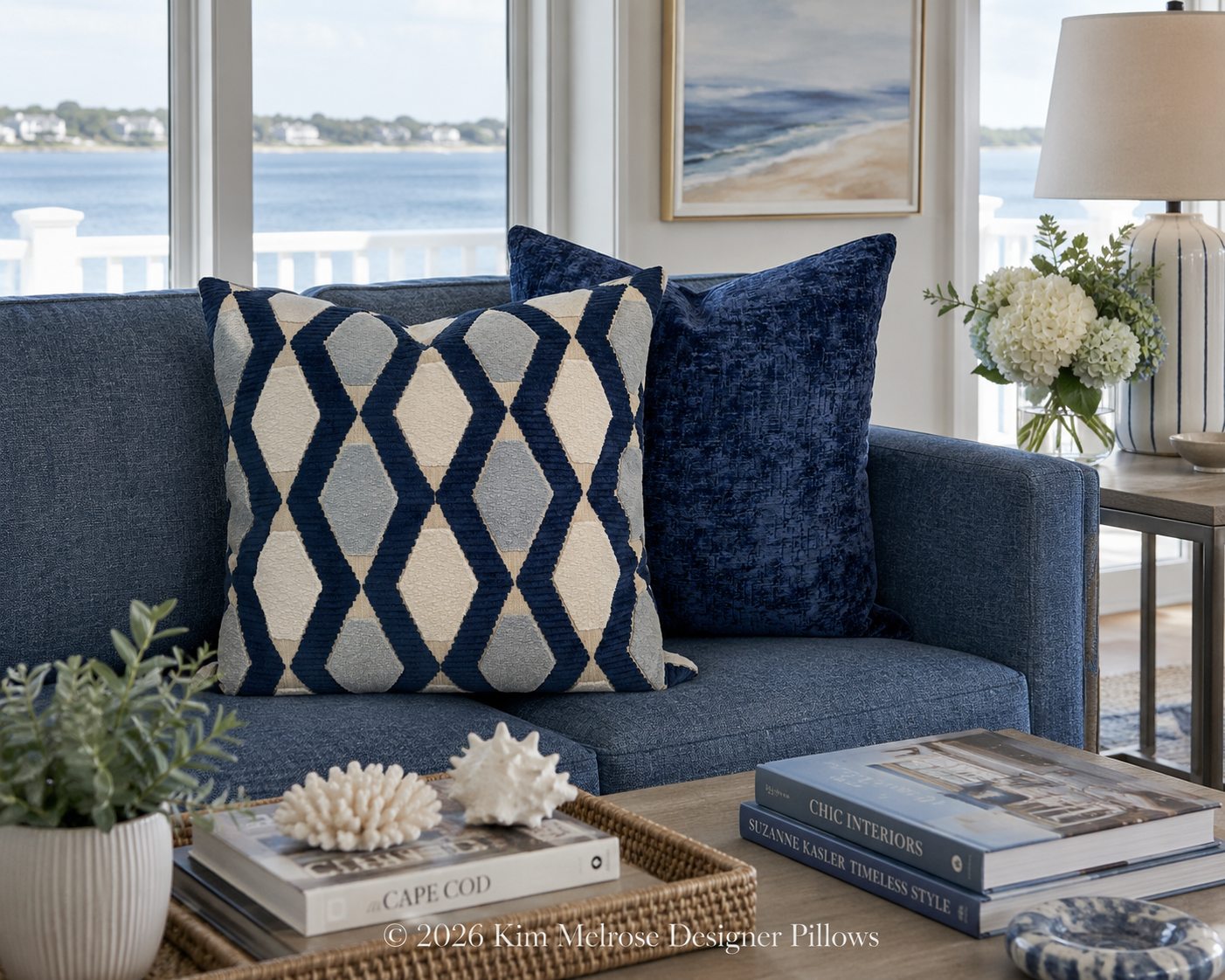 Luxury Pillow – 24" × 24" – Oblique Azul