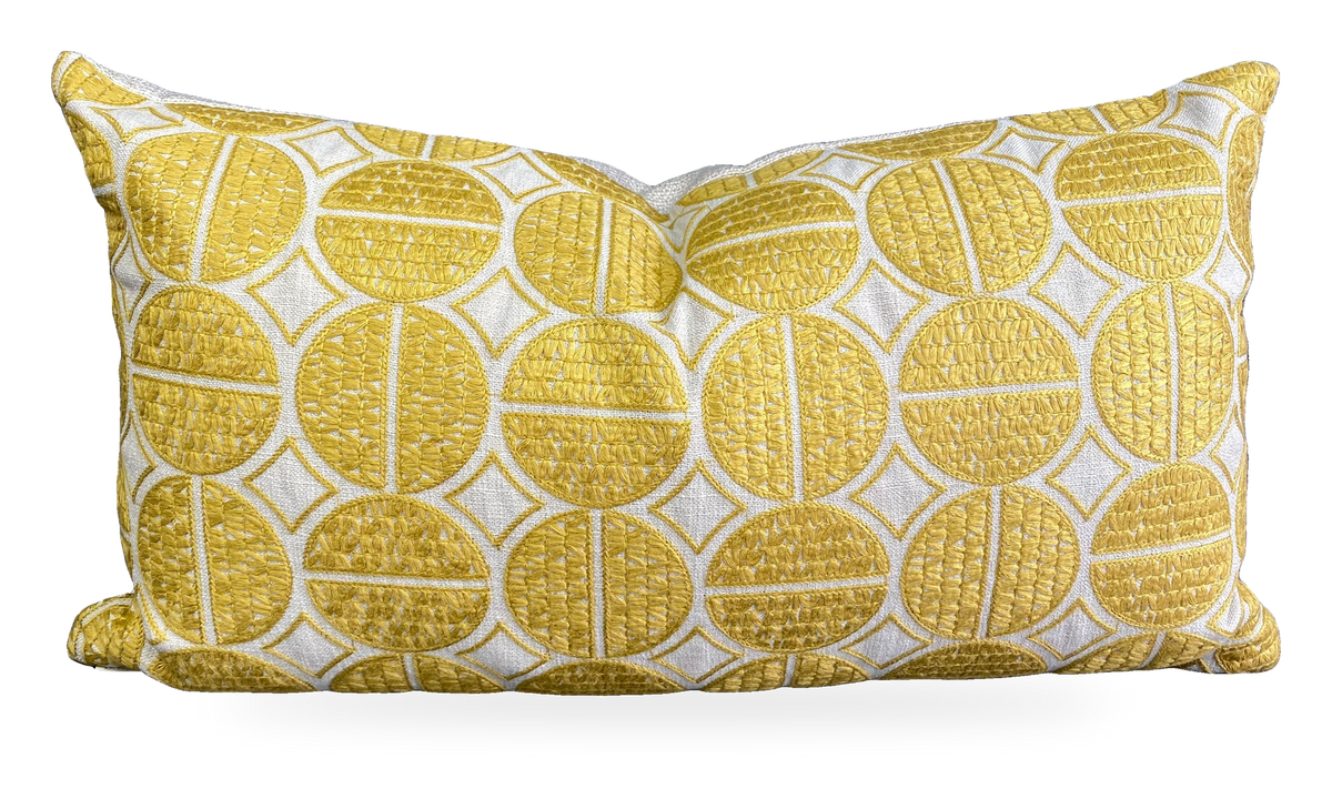 Medallions Mustard – 24" × 14" Luxury Lumbar Pillow
