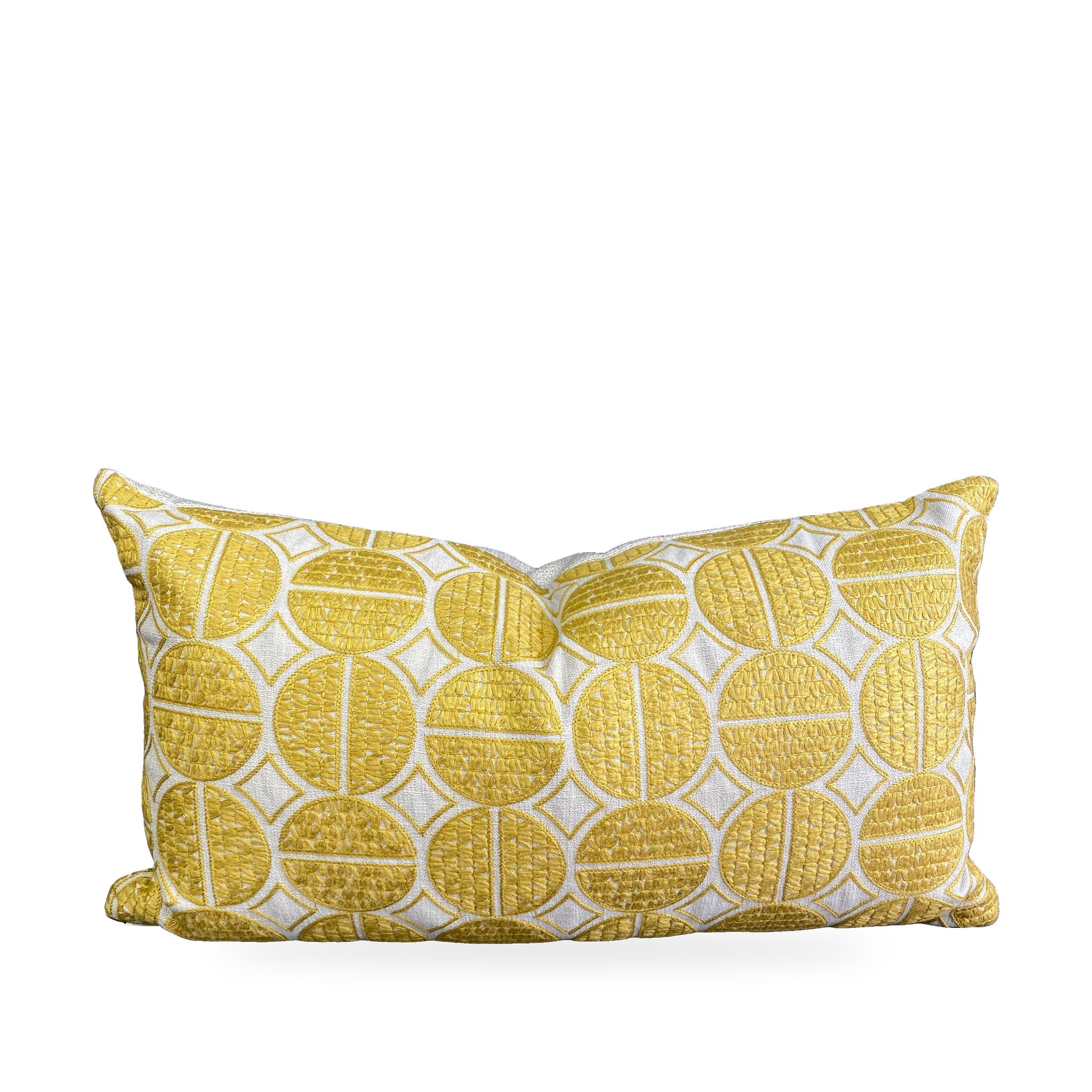 Luxury Lumbar Pillow – 24" × 14" – Medallions Mustard