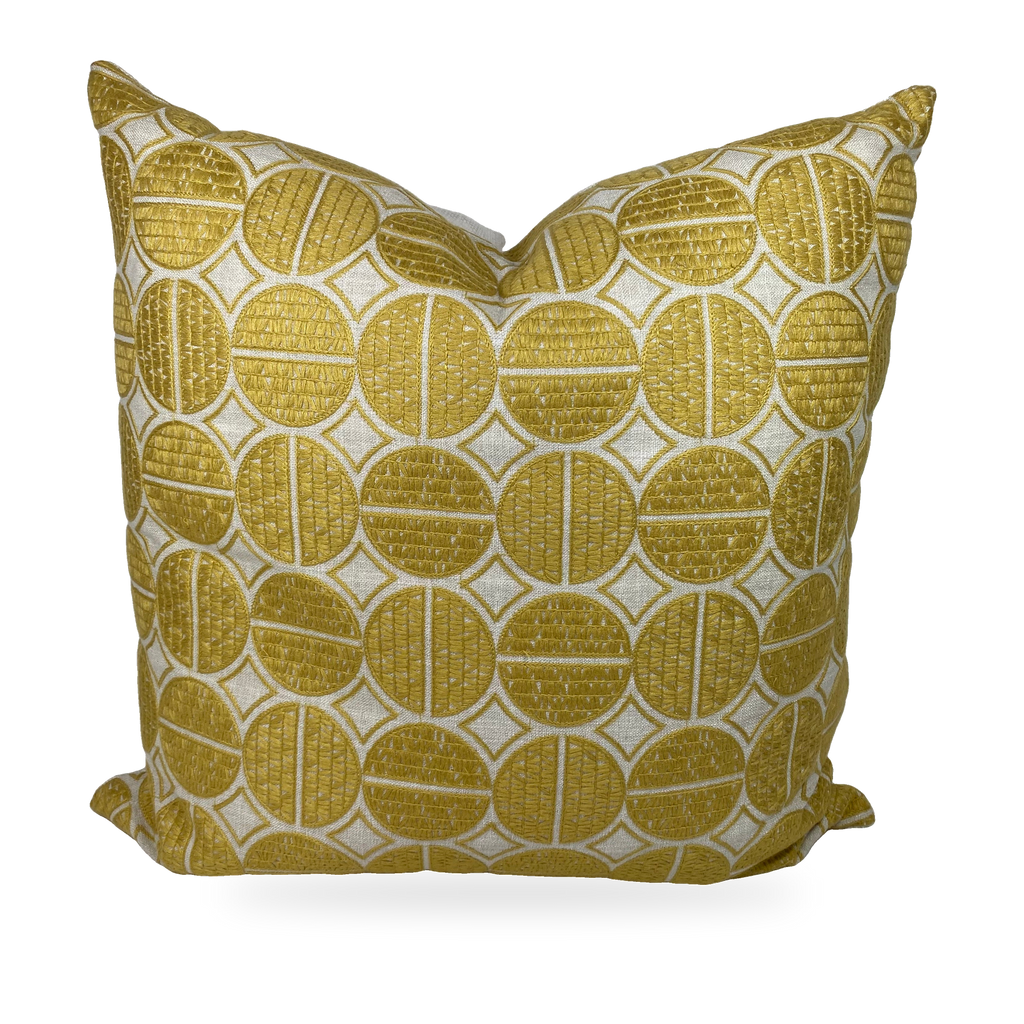 Luxury Pillow – 24" × 24" – Medallions Mustard