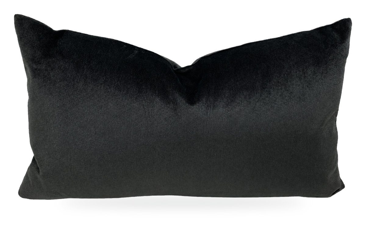 Belvedere Charcoal – 24" × 14" Luxury Lumbar Pillow