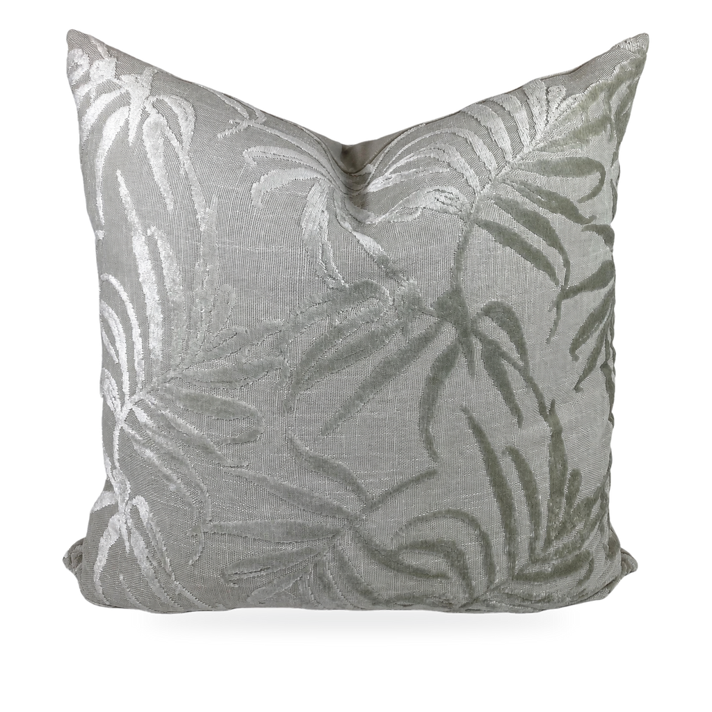 Silver Fronds – 24" × 24" Luxury Square Pillow
