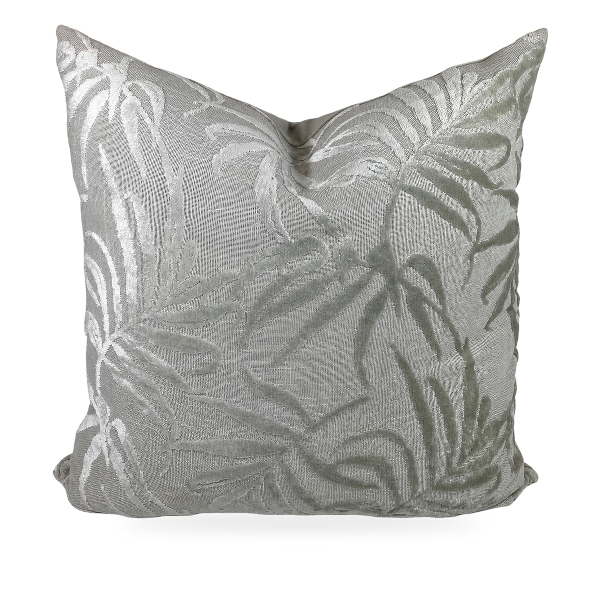 Silver Fronds – 24" × 24" Luxury Square Pillow
