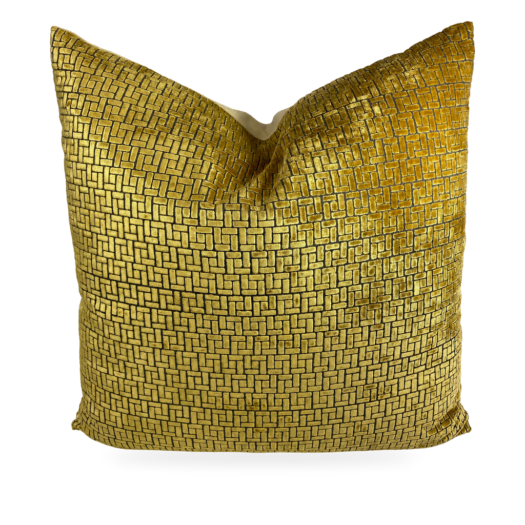 Jenga Gold – 24" × 24" Luxury Square Pillow