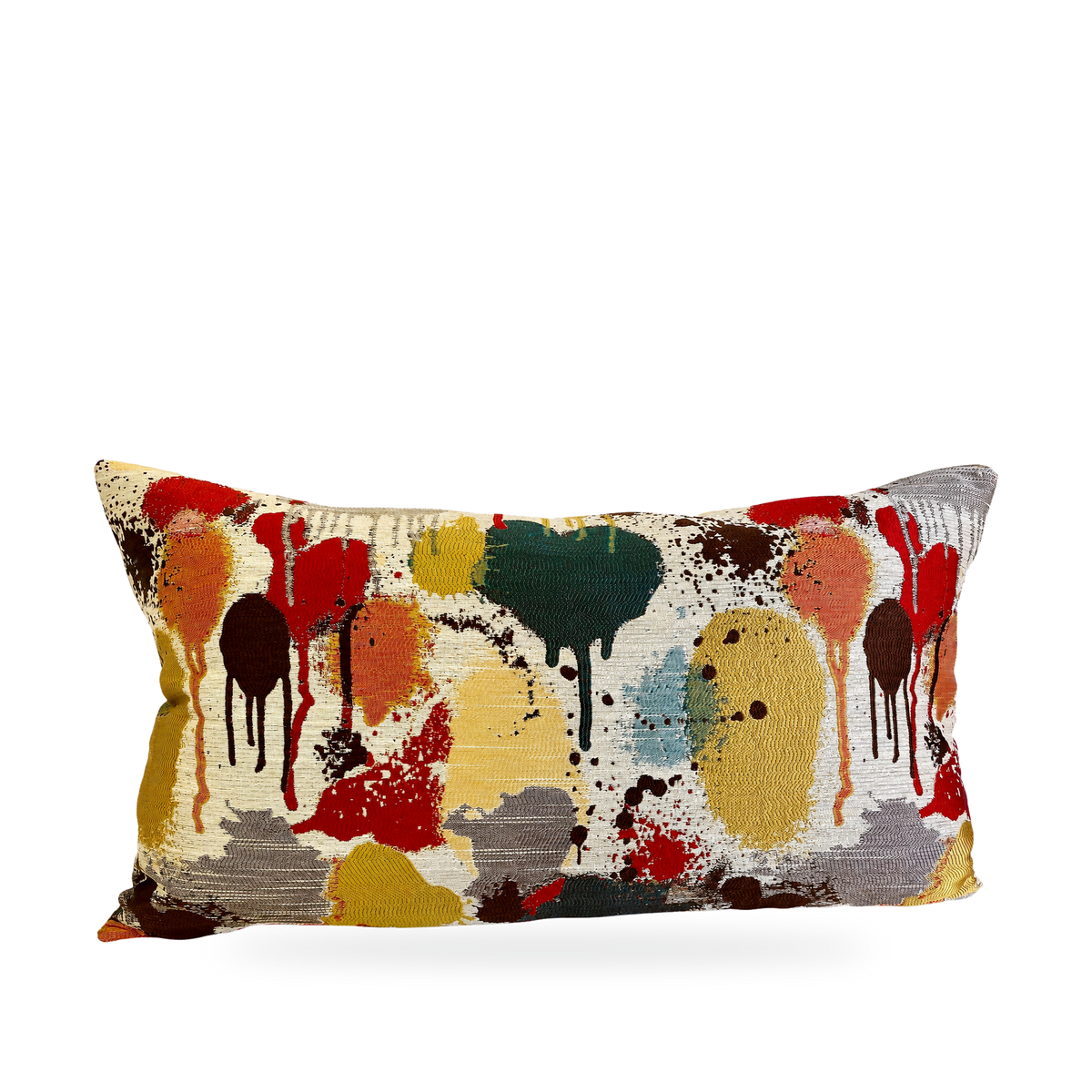 Luxury Lumbar Pillow – 24" × 14" – Funfetti Red Cream