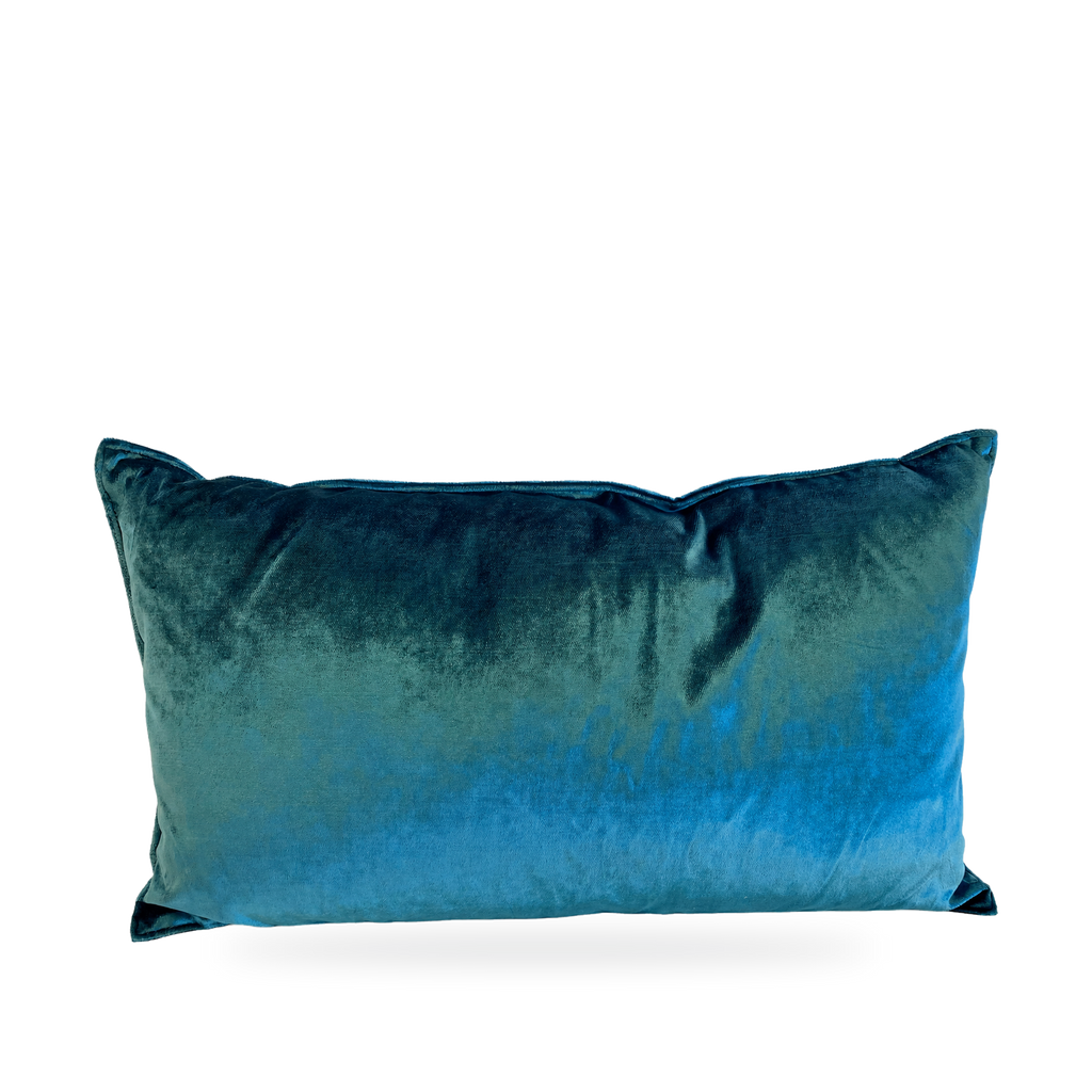 Iridescence Peacock – 24" × 14" Luxury Lumbar Pillow