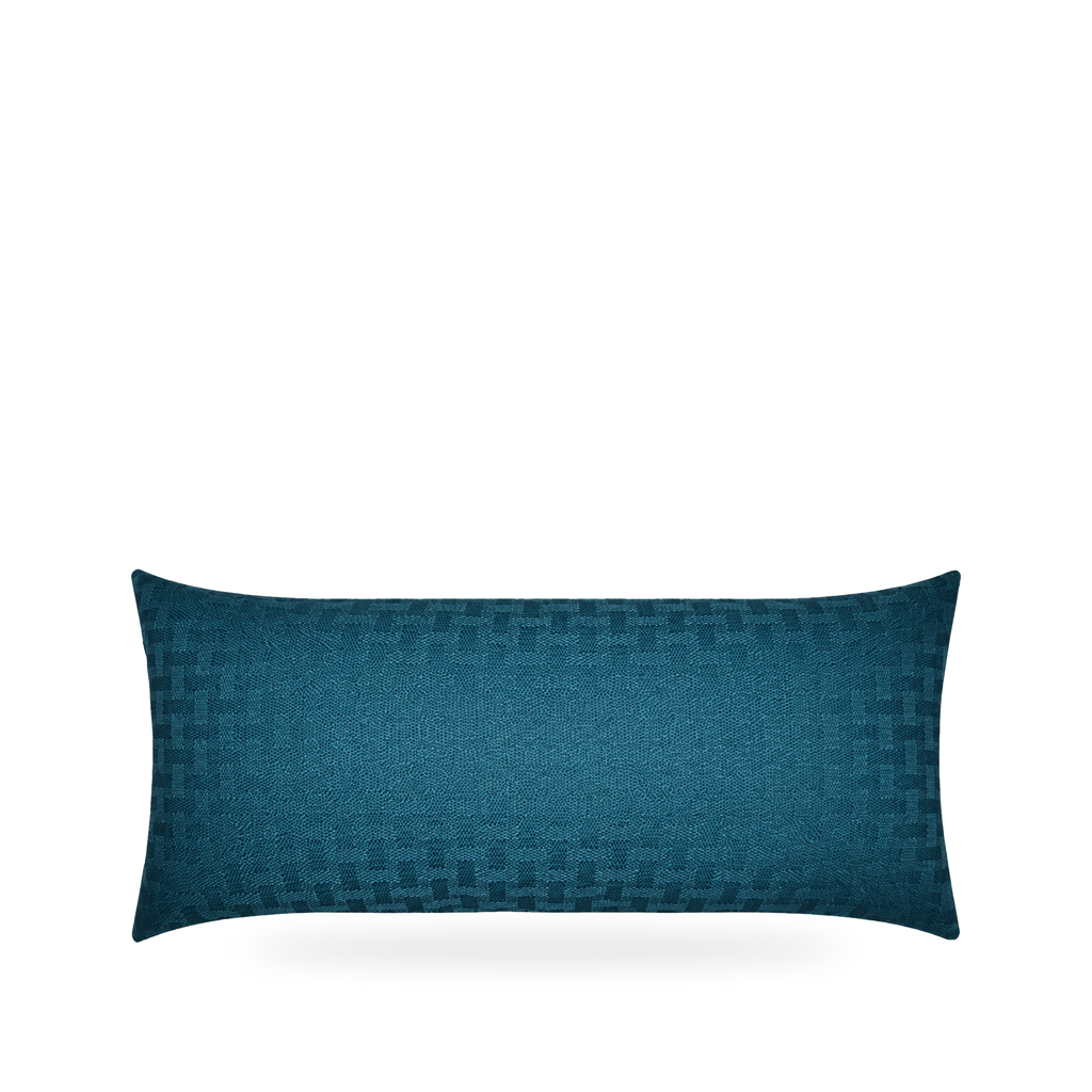 Carmel Weave Turquoise – 22" × 12" Luxury Outdoor Lumbar Pillow