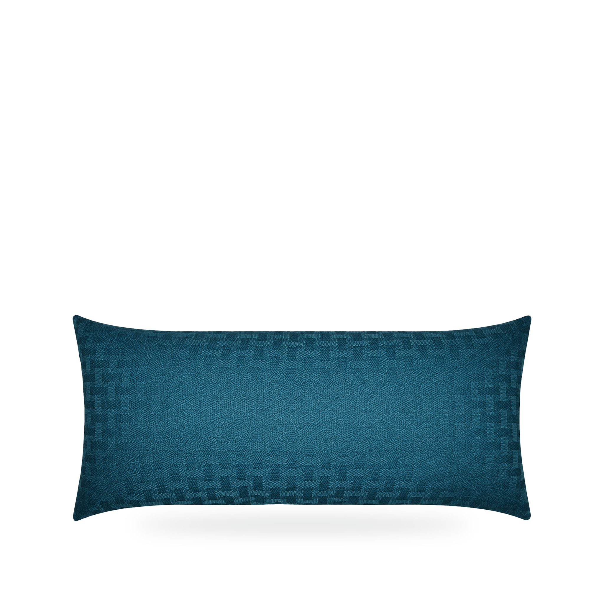 Luxury Outdoor Lumbar Pillow – 22" × 12" – Carmel Weave Turquoise