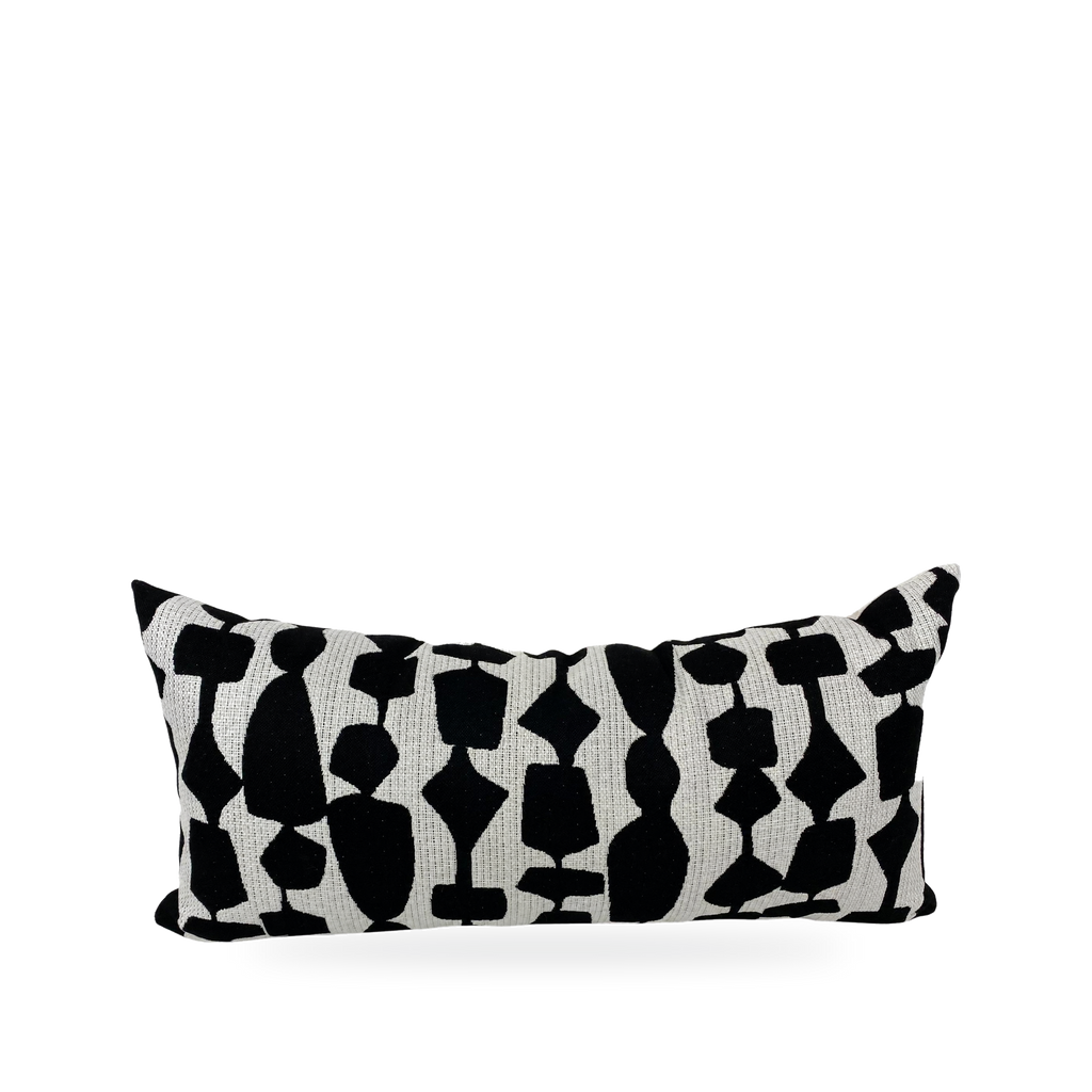 Freya Black – 22" × 12" Luxury Outdoor Lumbar Pillow