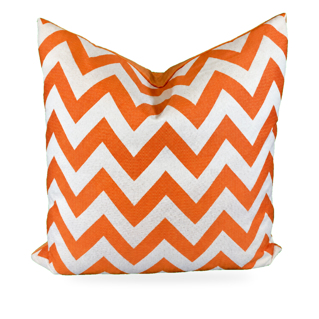 Chevron Chic Orange – 24" × 24" Luxury Square Pillow