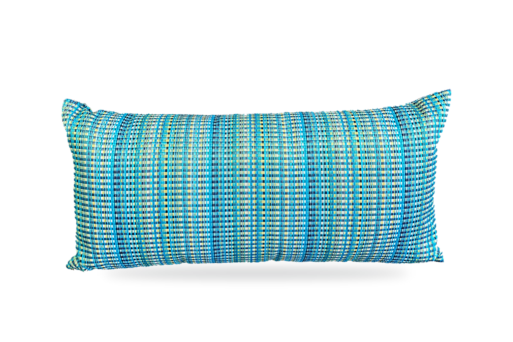 Sun Run Blue – 22" × 12" Luxury Outdoor Lumbar Pillow