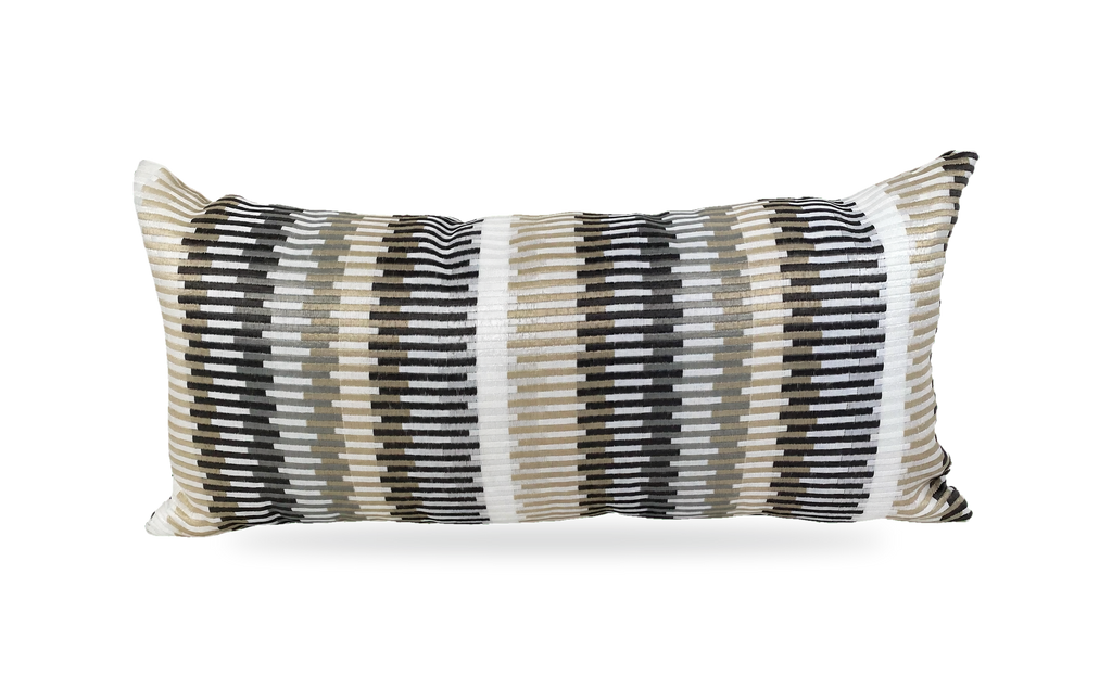 Sunfun Stripe Linen – 22" × 12" Luxury Outdoor Lumbar Pillow