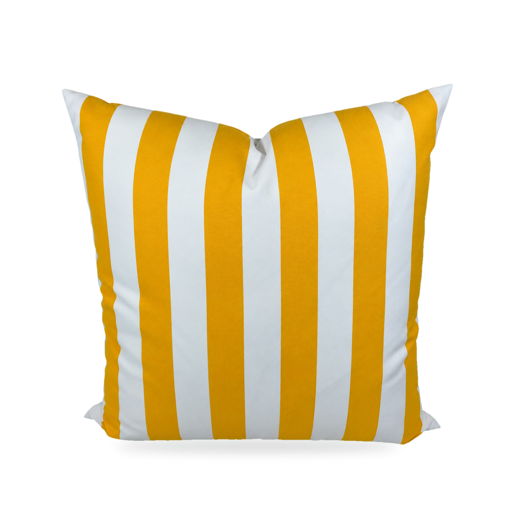 Cafe Stripe Yellow – 22" × 22" Luxury Outdoor Square Pillow