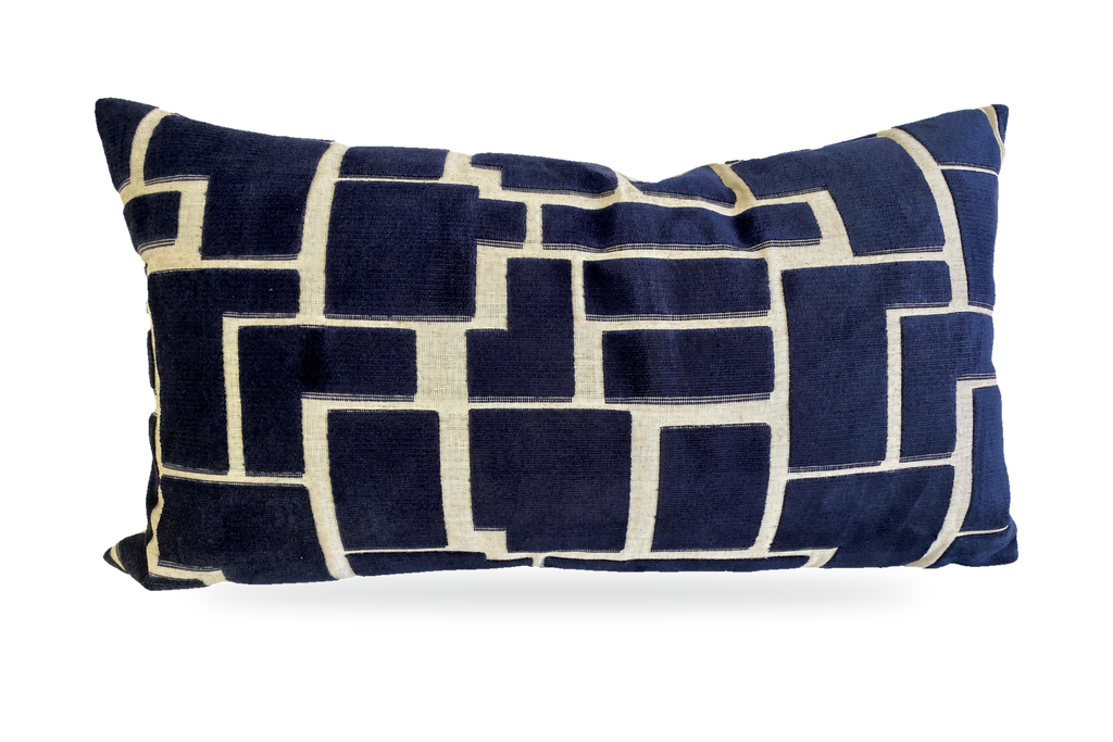 Aura Navy – 24" × 14" Luxury Lumbar Pillow