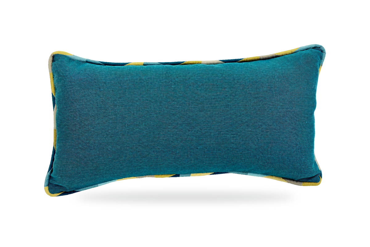 Harlequin Teal – 22" × 12" Luxury Outdoor Lumbar Pillow