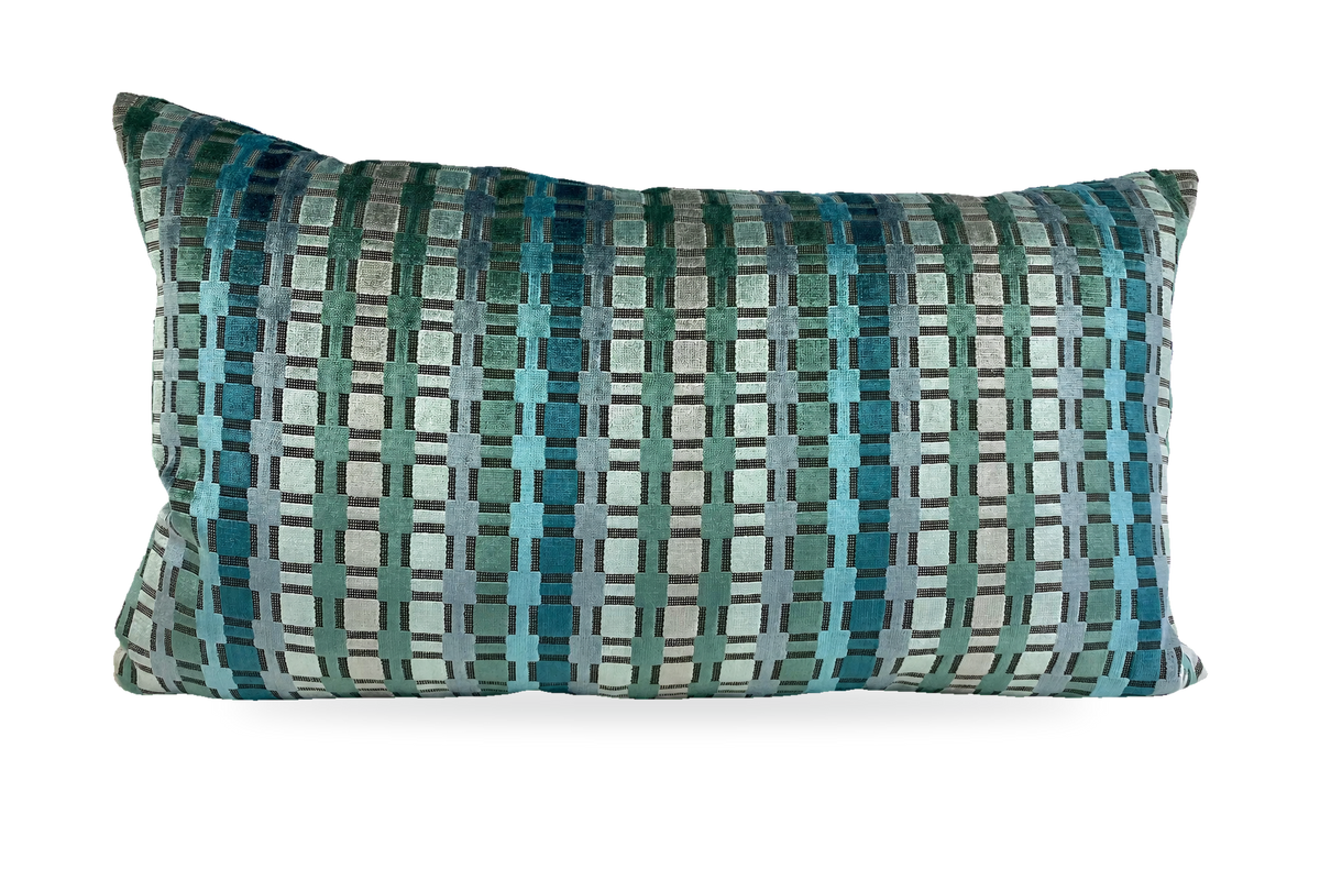 Time Square Teal – 24" × 14" Luxury Lumbar Pillow