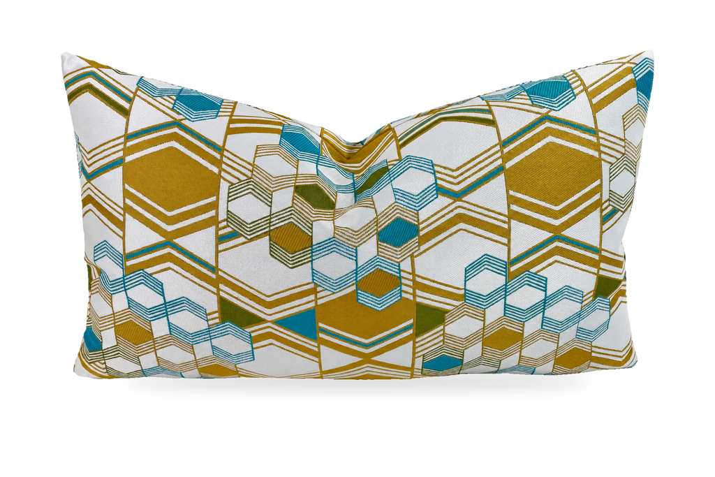 Deco Crystal Topaz – 24" × 14" Luxury Lumbar Pillow