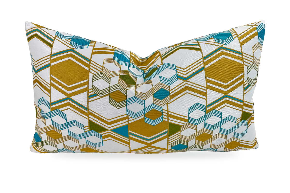 Deco Crystal Topaz – 24" × 14" Luxury Lumbar Pillow