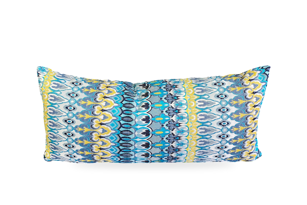 Kanthum Turquoise – 22" × 12" Luxury Outdoor Lumbar Pillow
