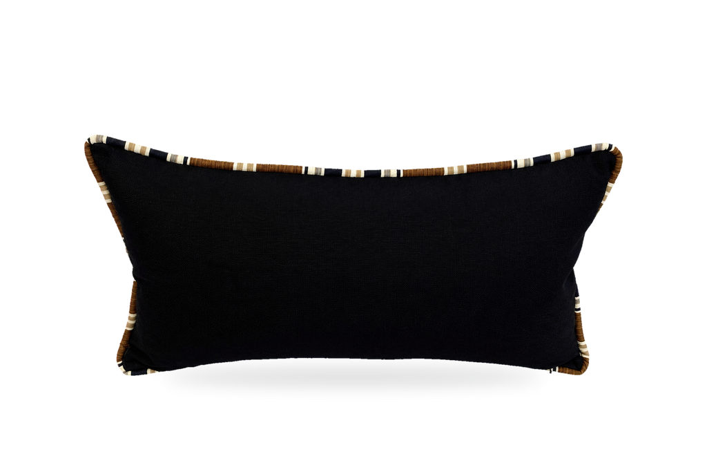 Montecito Black Stripe – 22" × 12" Luxury Outdoor Lumbar Pillow