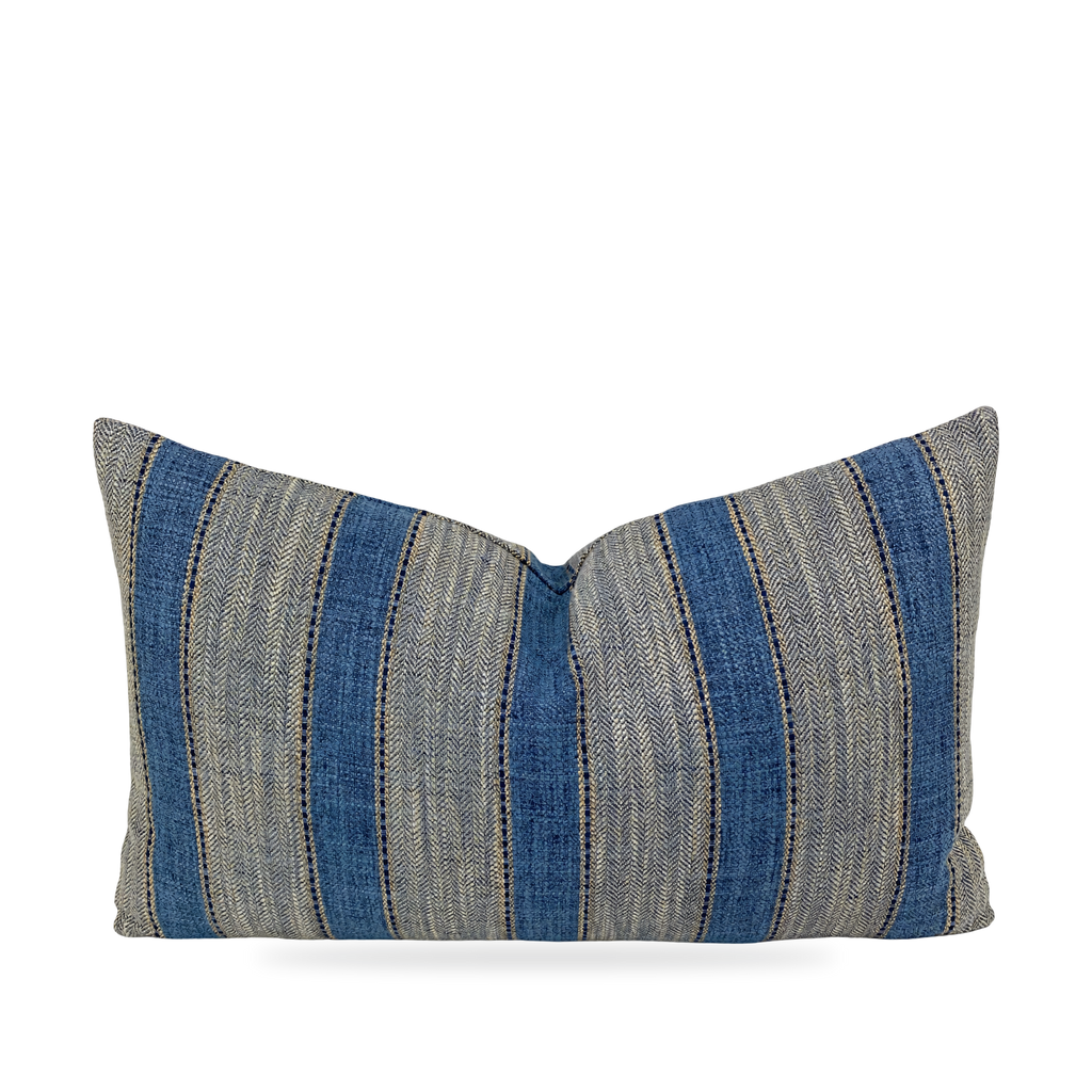 Natural Weave Denim – 24" × 14" Luxury Lumbar Pillow