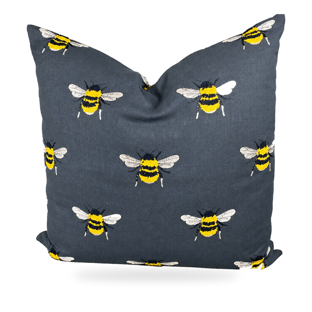 Busy Bee Charcoal – 24" × 24" Luxury Square Pillow