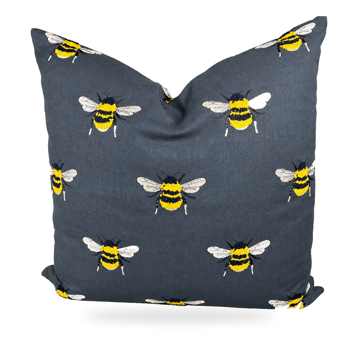 Busy Bee Charcoal – 24" × 24" Luxury Square Pillow