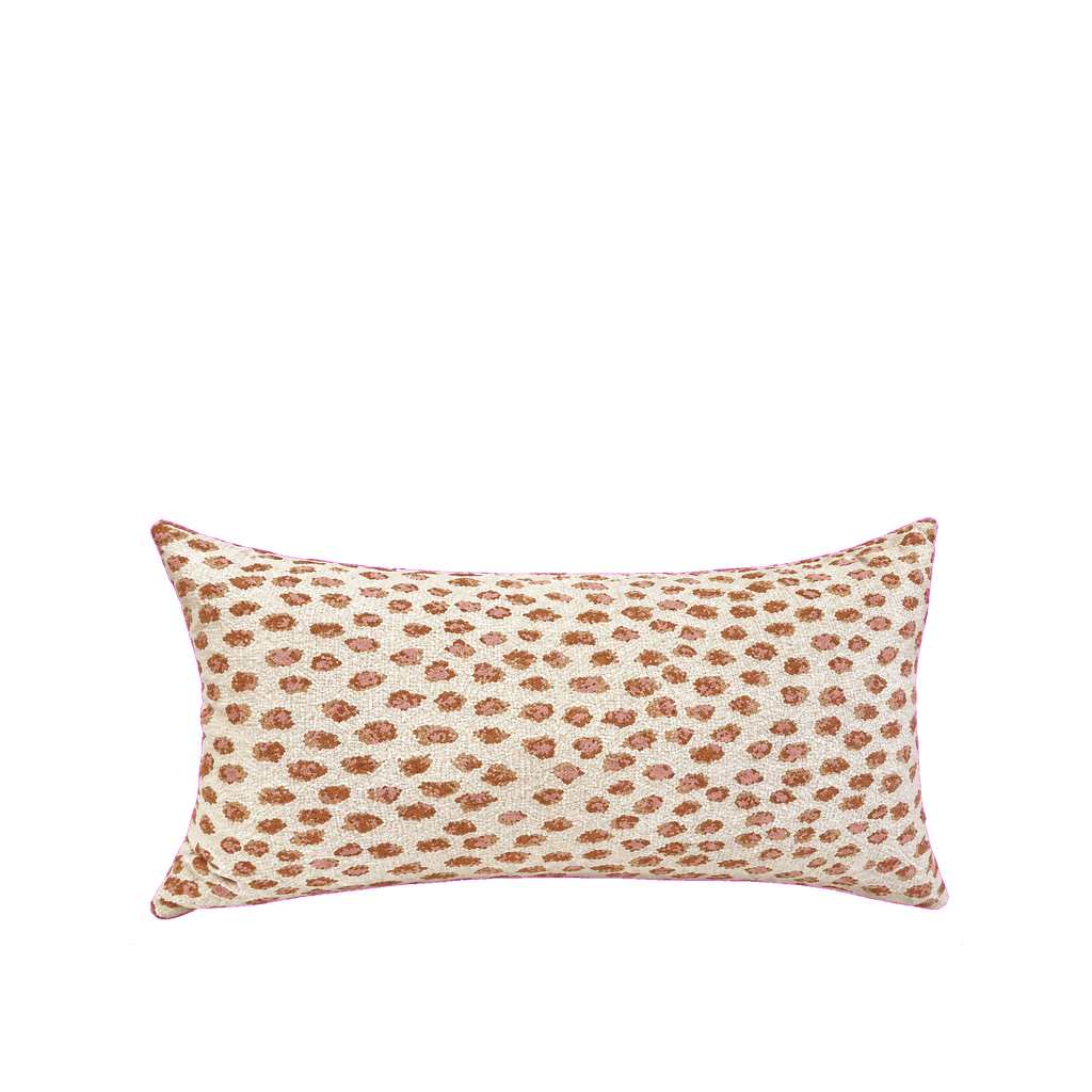 Pink Leopard Cream – 22" × 12" Luxury Outdoor Lumbar Pillow