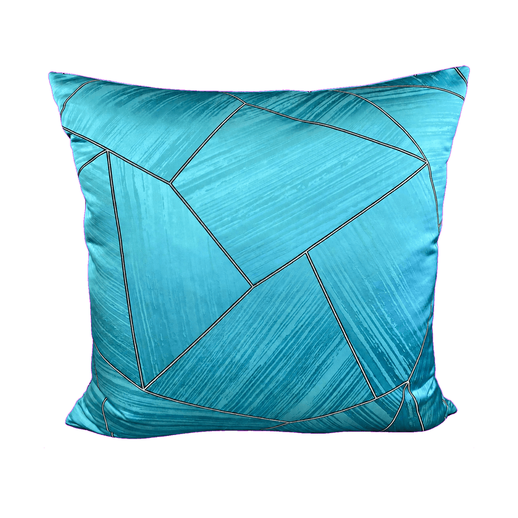 Eclectic Line Aqua – 24" × 24" Luxury Square Pillow