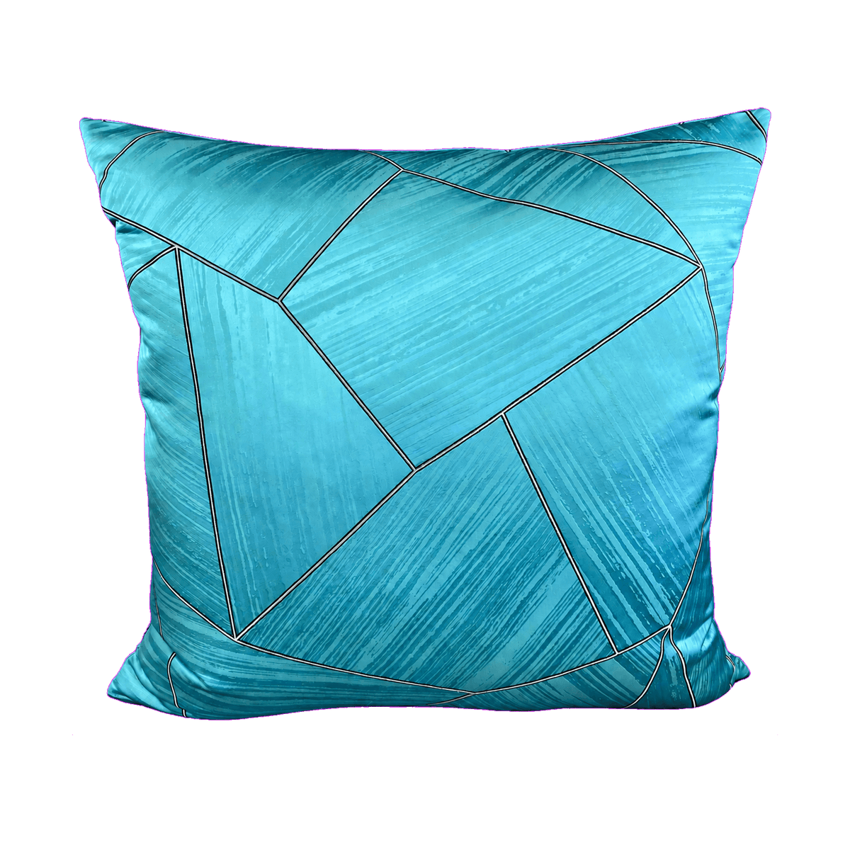 Eclectic Line Aqua – 24" × 24" Luxury Square Pillow