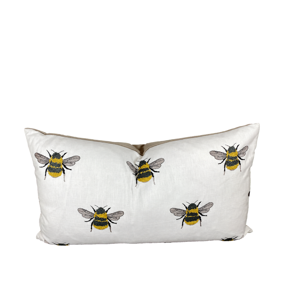Busy Bee White – 24" × 14" Luxury Lumbar Pillow