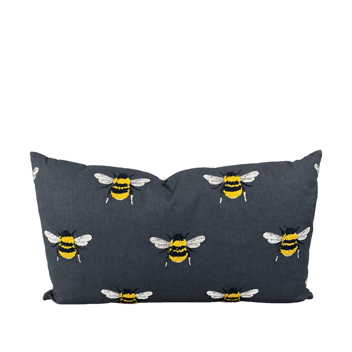 Busy Bee Charcoal – 24" × 14" Luxury Lumbar Pillow