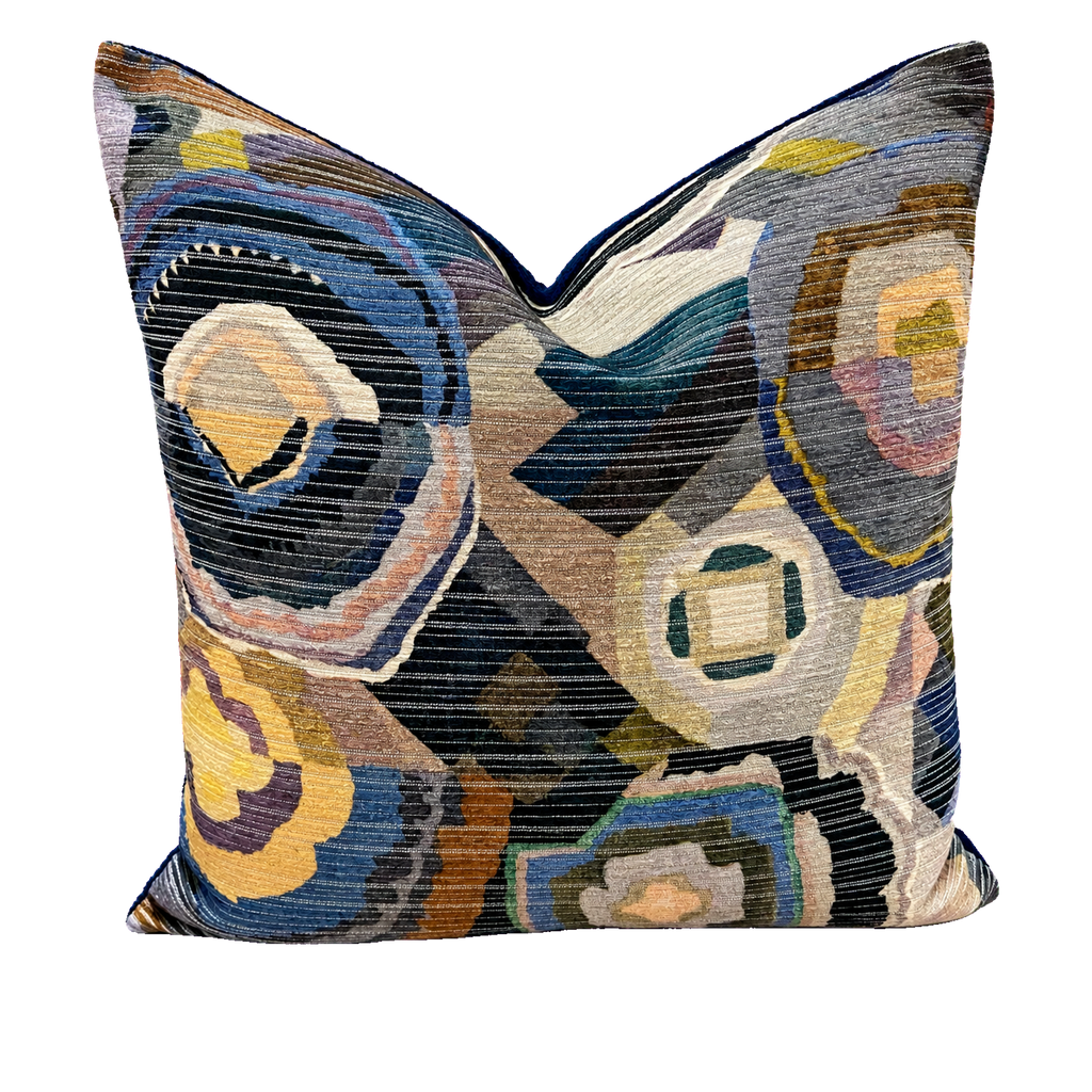 Navy Color Bloom – 24" × 24" Luxury Square Pillow