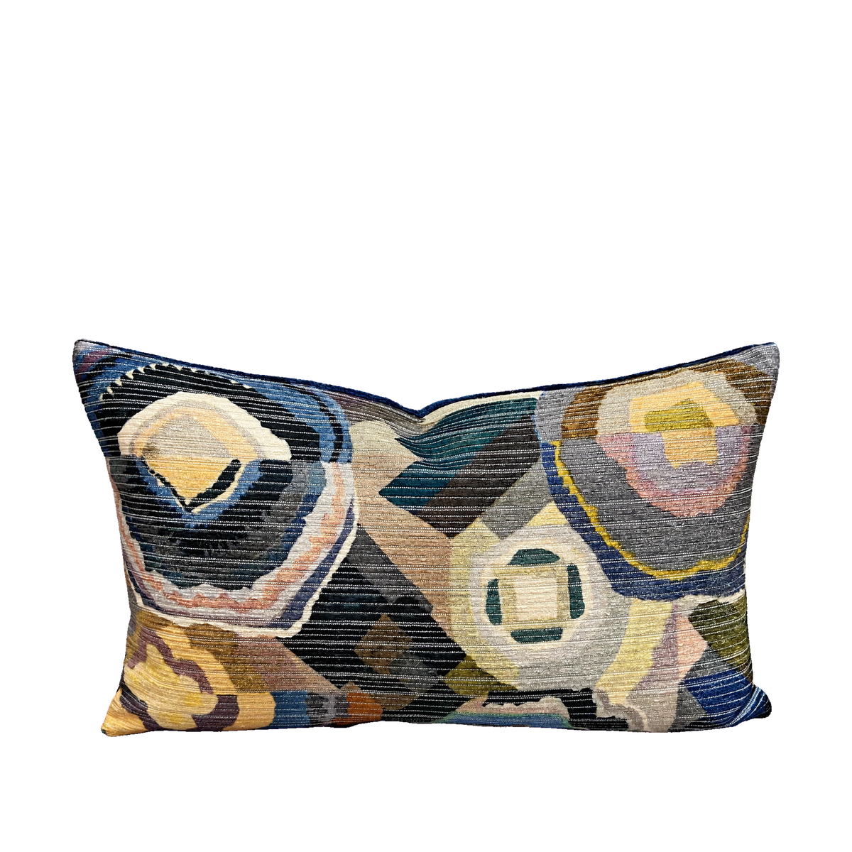 Navy Color Bloom – 24" × 14" Luxury Lumbar Pillow