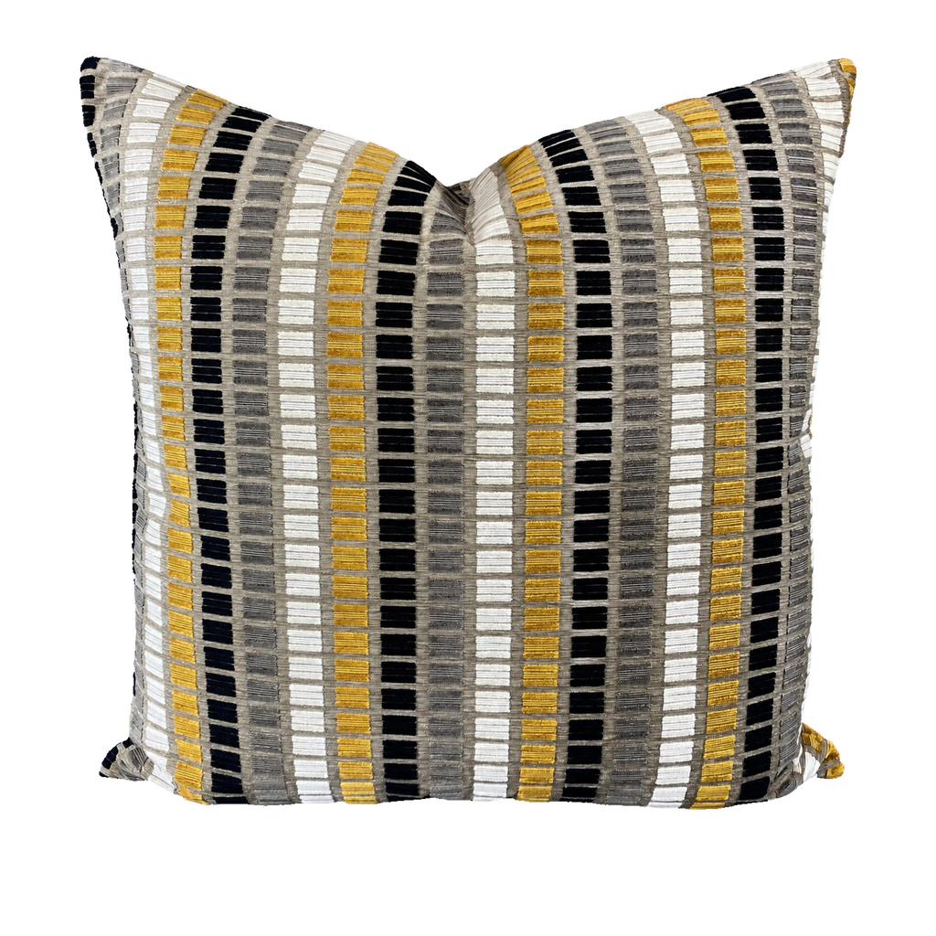 Noir Grid – 24" × 24" Luxury Square Pillow