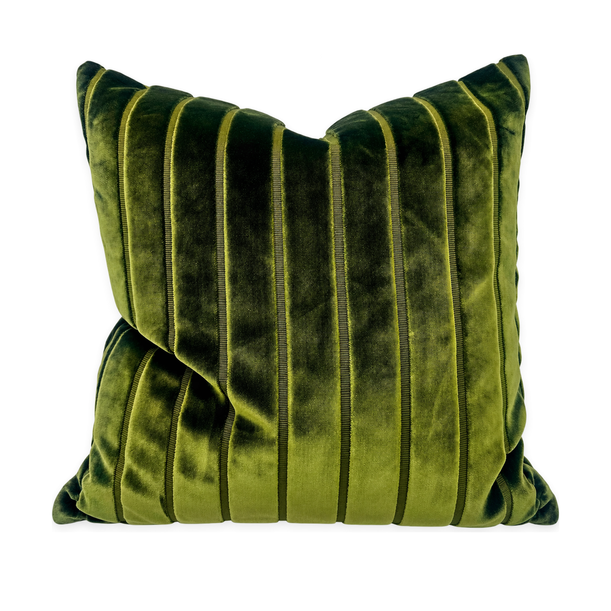 Elysian Stripe Loden – 24" × 24" Luxury Square Pillow