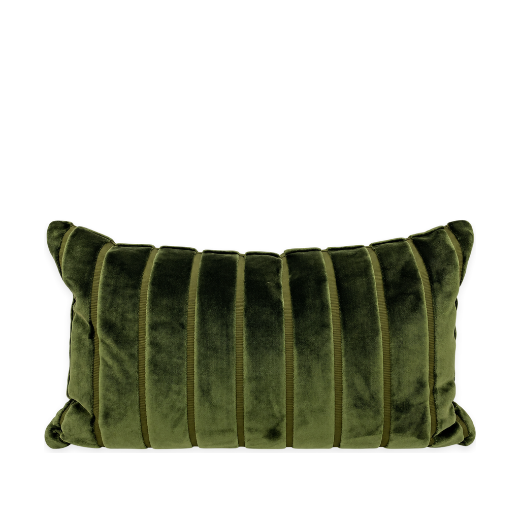 Elysian Stripe Loden – 24" × 14" Luxury Lumbar Pillow